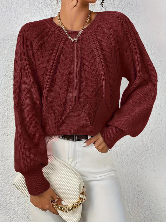 Geena – Chunky Cable Knit Sweater for Women