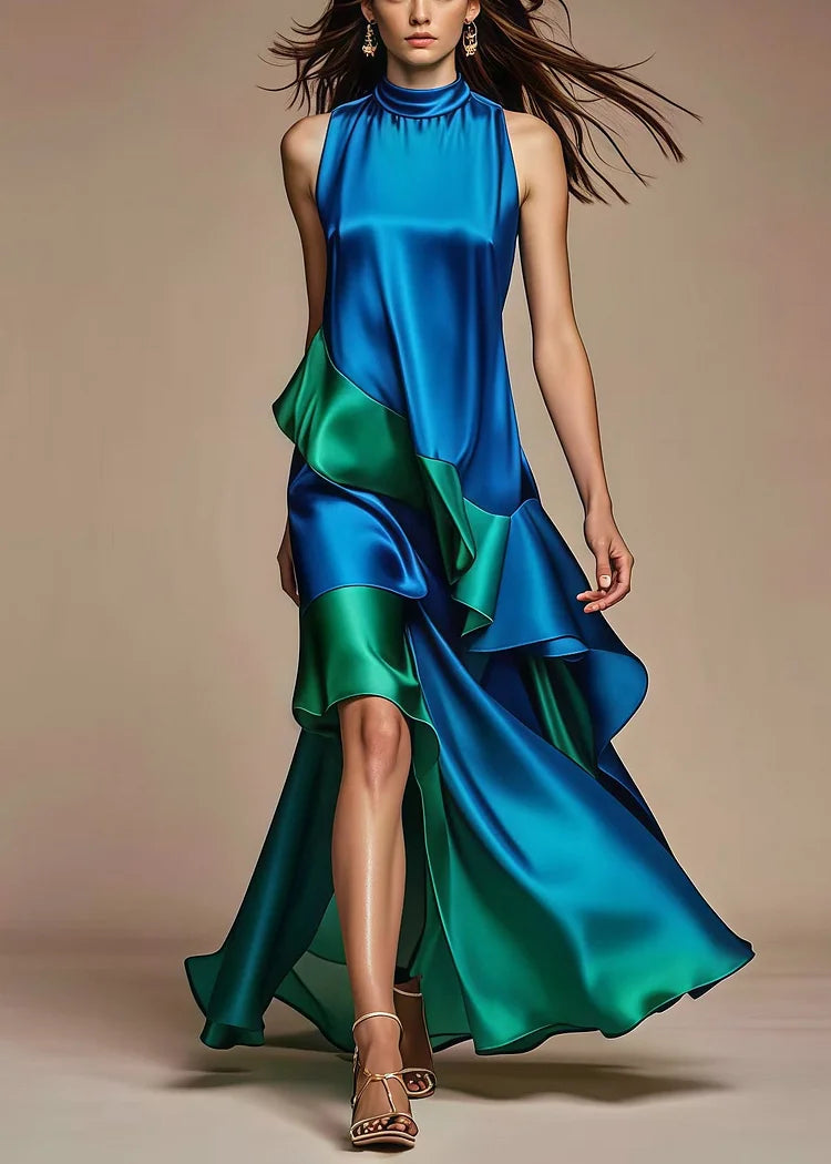 Meredith – Ocean Mirage Satin Gown