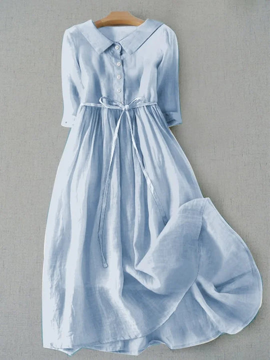 Adhara – Elegant Linen Midi Dress for Women