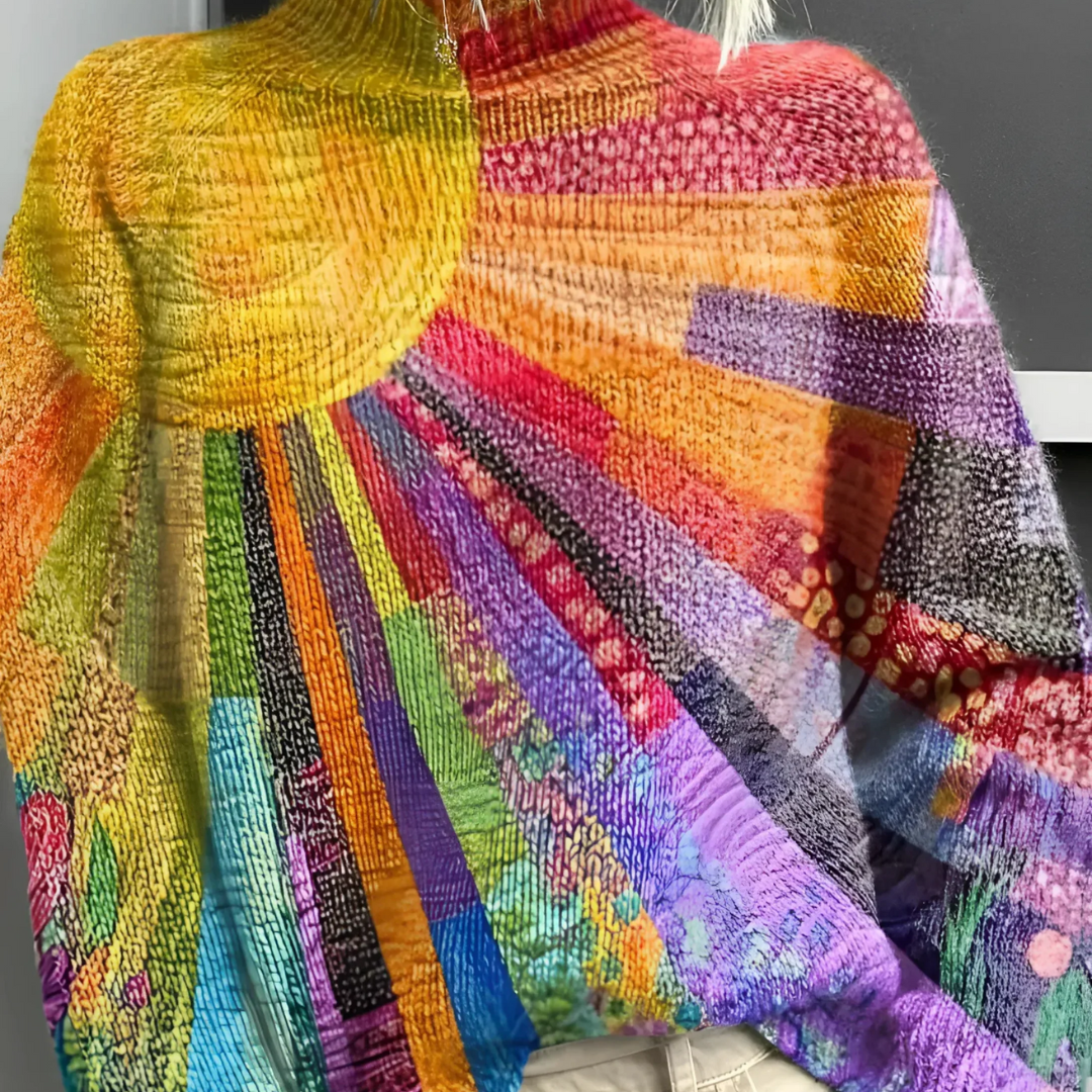 Margareth – Vibrant Sunburst Knit Sweater for Women