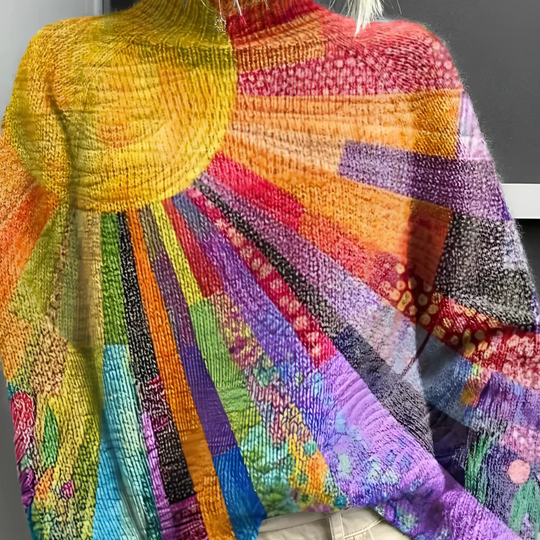 Margareth – Vibrant Sunburst Knit Sweater for Women