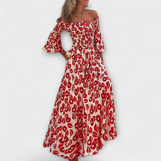 Bellira – Off-Shoulder Dress with Floral Lightness