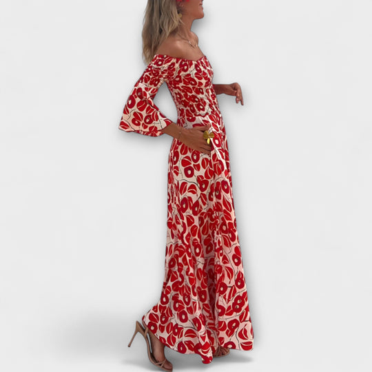 Bellira – Off-Shoulder Dress with Floral Lightness