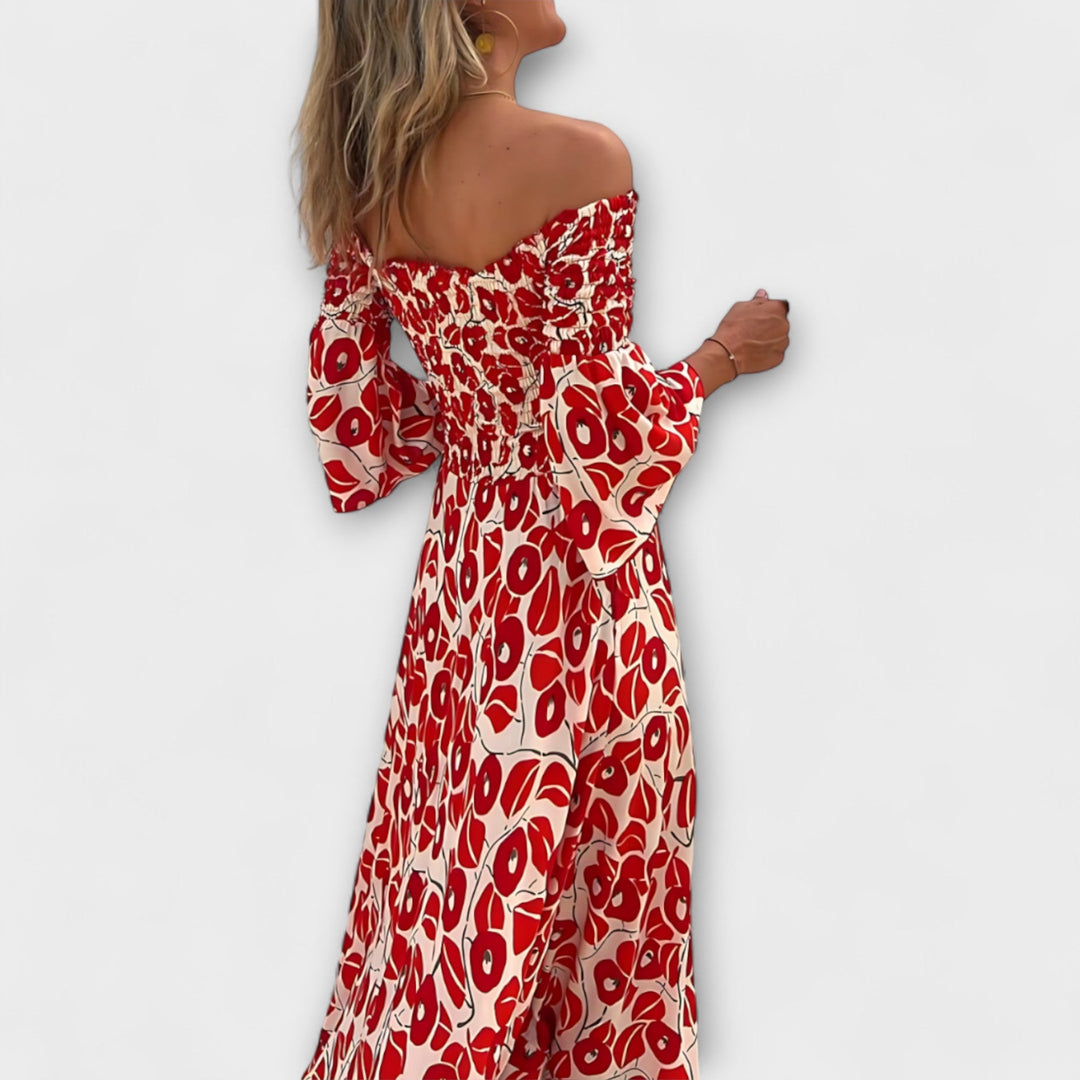 Bellira – Off-Shoulder Dress with Floral Lightness