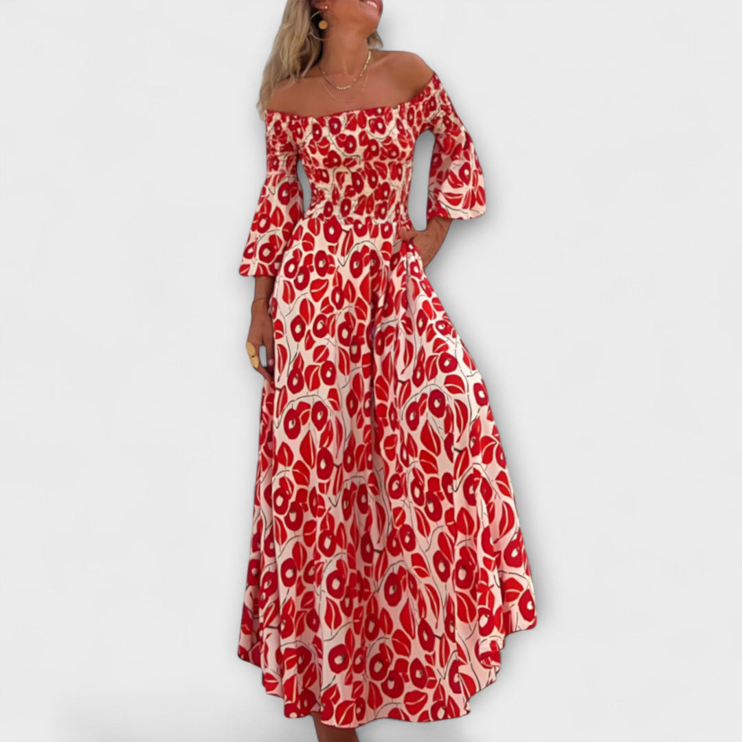 Bellira – Off-Shoulder Dress with Floral Lightness