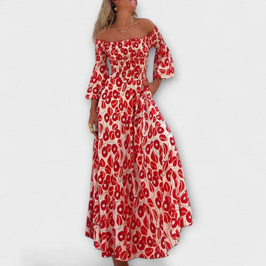 Bellira – Off-Shoulder Dress with Floral Lightness