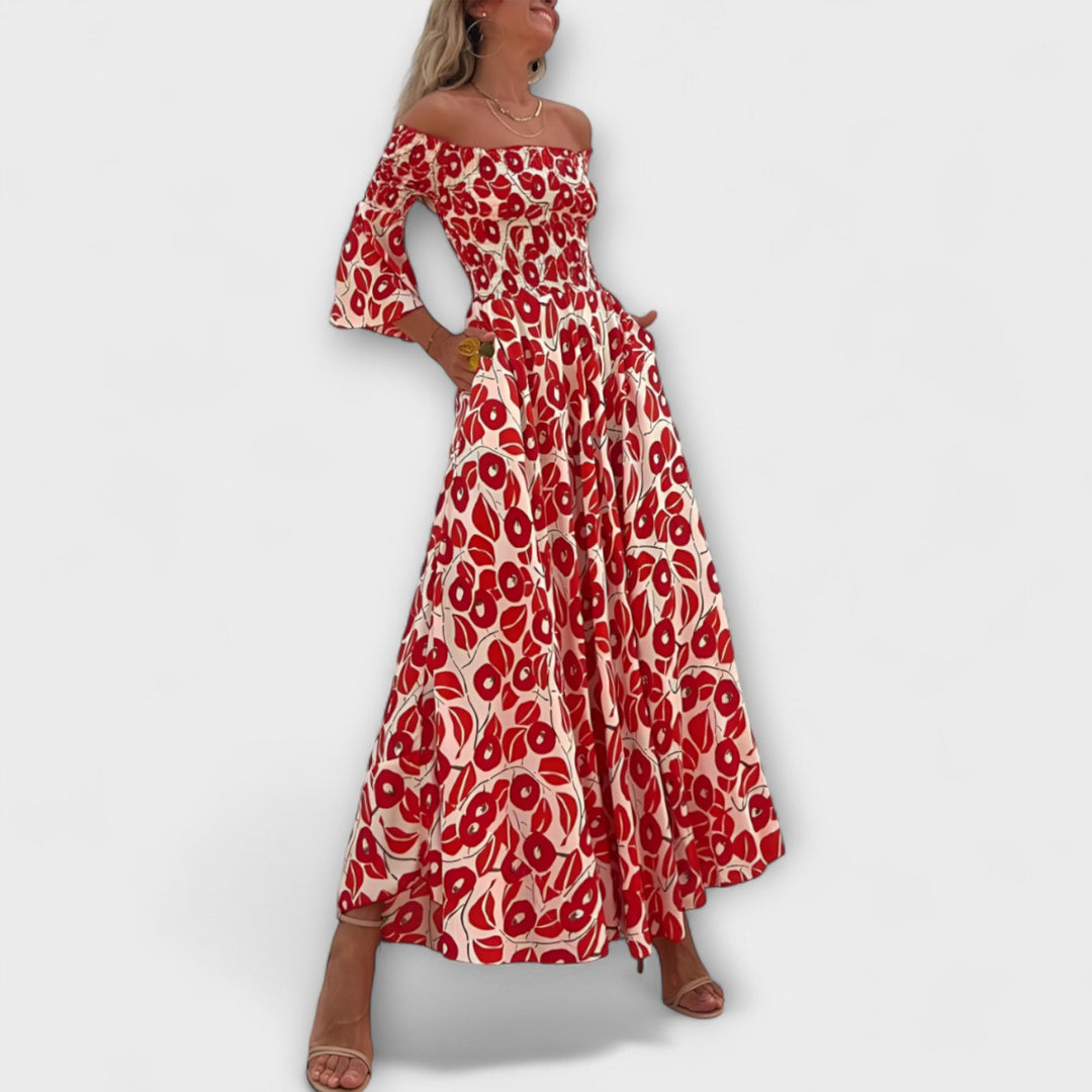 Bellira – Off-Shoulder Dress with Floral Lightness