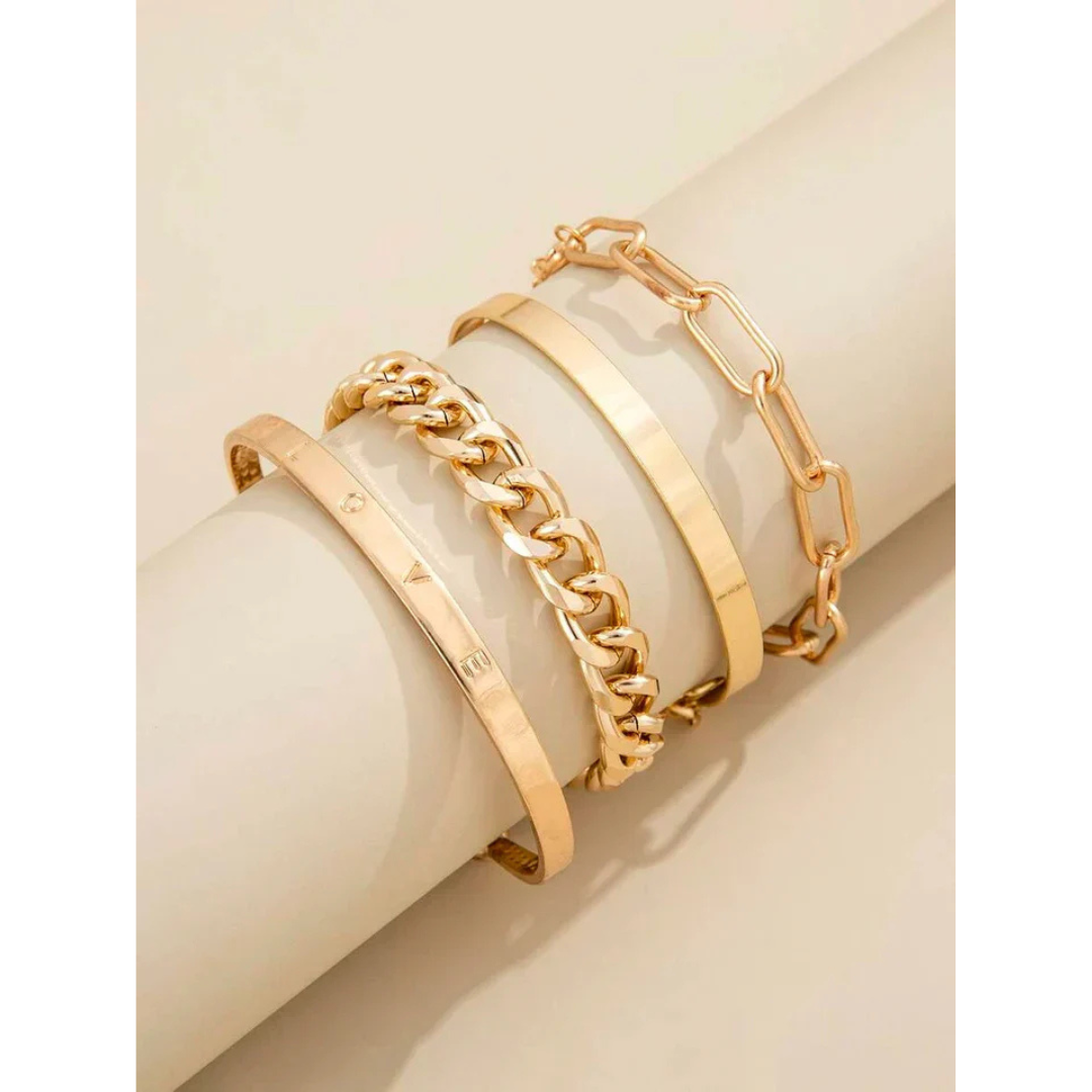 Mattea – Gold-Plated Bracelet & Earring Set for Women