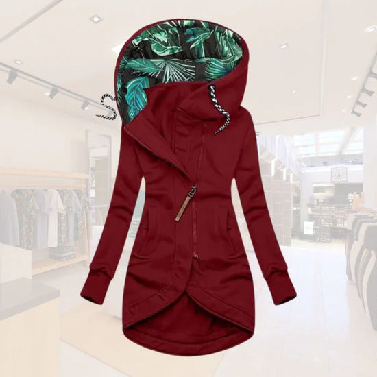 Abegail – Chic Asymmetrical Hooded Coat for Women