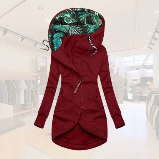 Abegail – Chic Asymmetrical Hooded Coat for Women