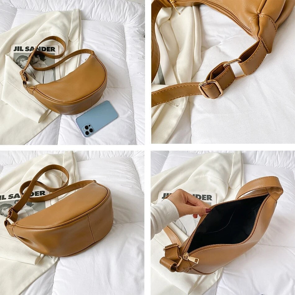 Theda – Crescent Leather Shoulder Bag for Women