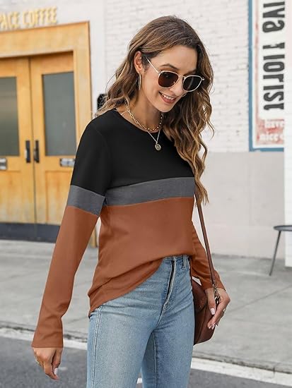 Adelle – Color Block Long-Sleeve Top for Women