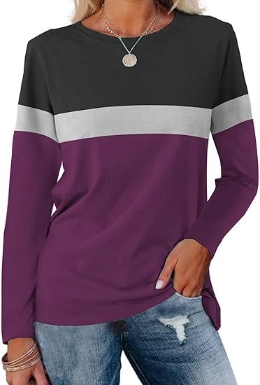 Adelle – Color Block Long-Sleeve Top for Women