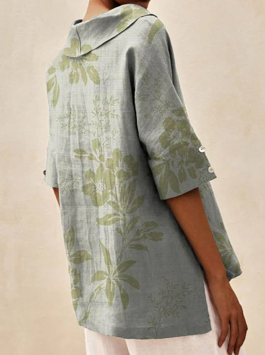 Tia – Floral Linen Blouse for Women