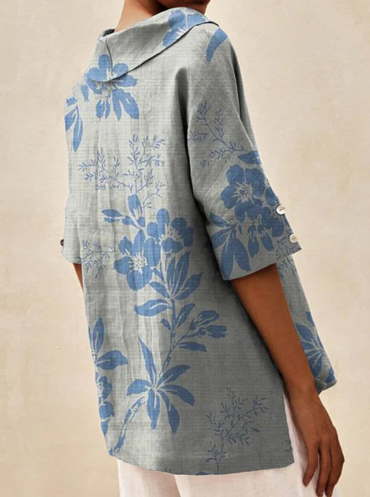 Tia – Floral Linen Blouse for Women