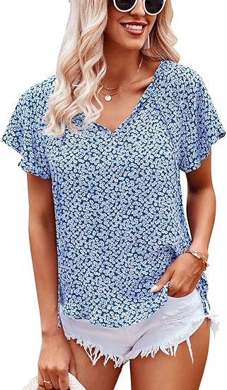 Carmela – Ruffle Short Sleeve Tunic Top for Women