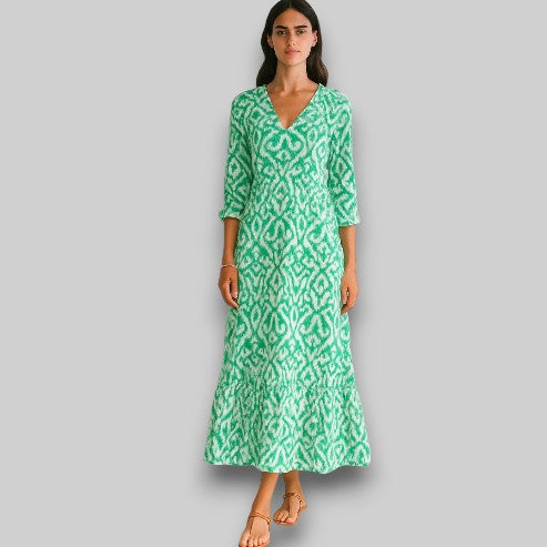 Sharifa - BreezeGlow V-Neck Summer Dress