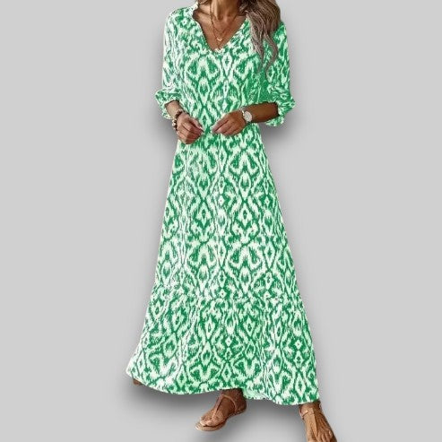 Sharifa - BreezeGlow V-Neck Summer Dress