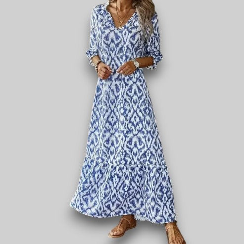 Sharifa - BreezeGlow V-Neck Summer Dress