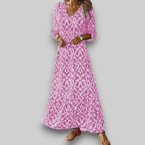 Sharifa - BreezeGlow V-Neck Summer Dress
