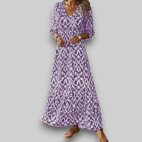 Sharifa - BreezeGlow V-Neck Summer Dress