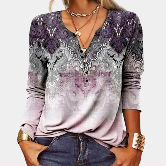 Madeline – Boho Ombre Long Sleeve Top for Women