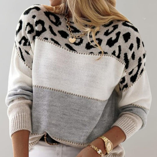 Daleyza – Colorblock Leopard Knit Sweater for Women