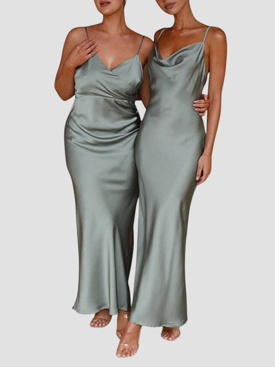 Rachael – Satin Cowl Neck Evening Gown for Women