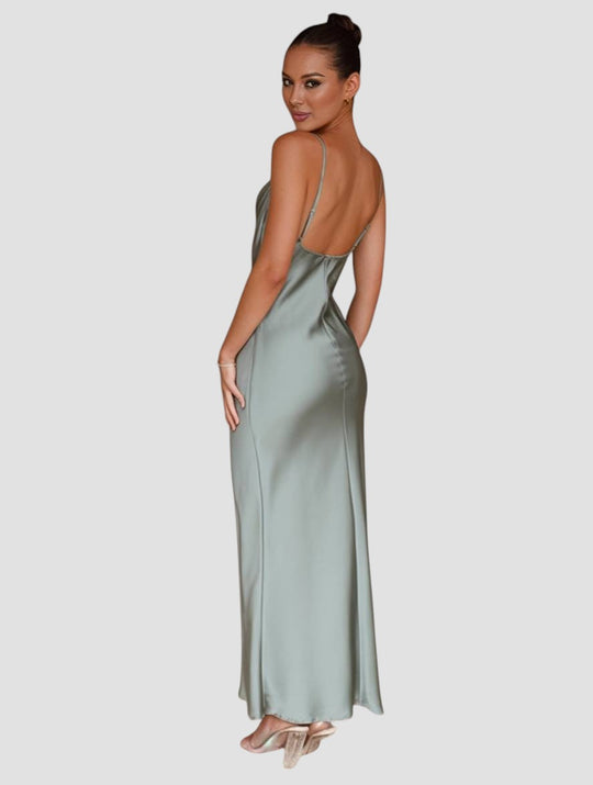 Rachael – Satin Cowl Neck Evening Gown for Women