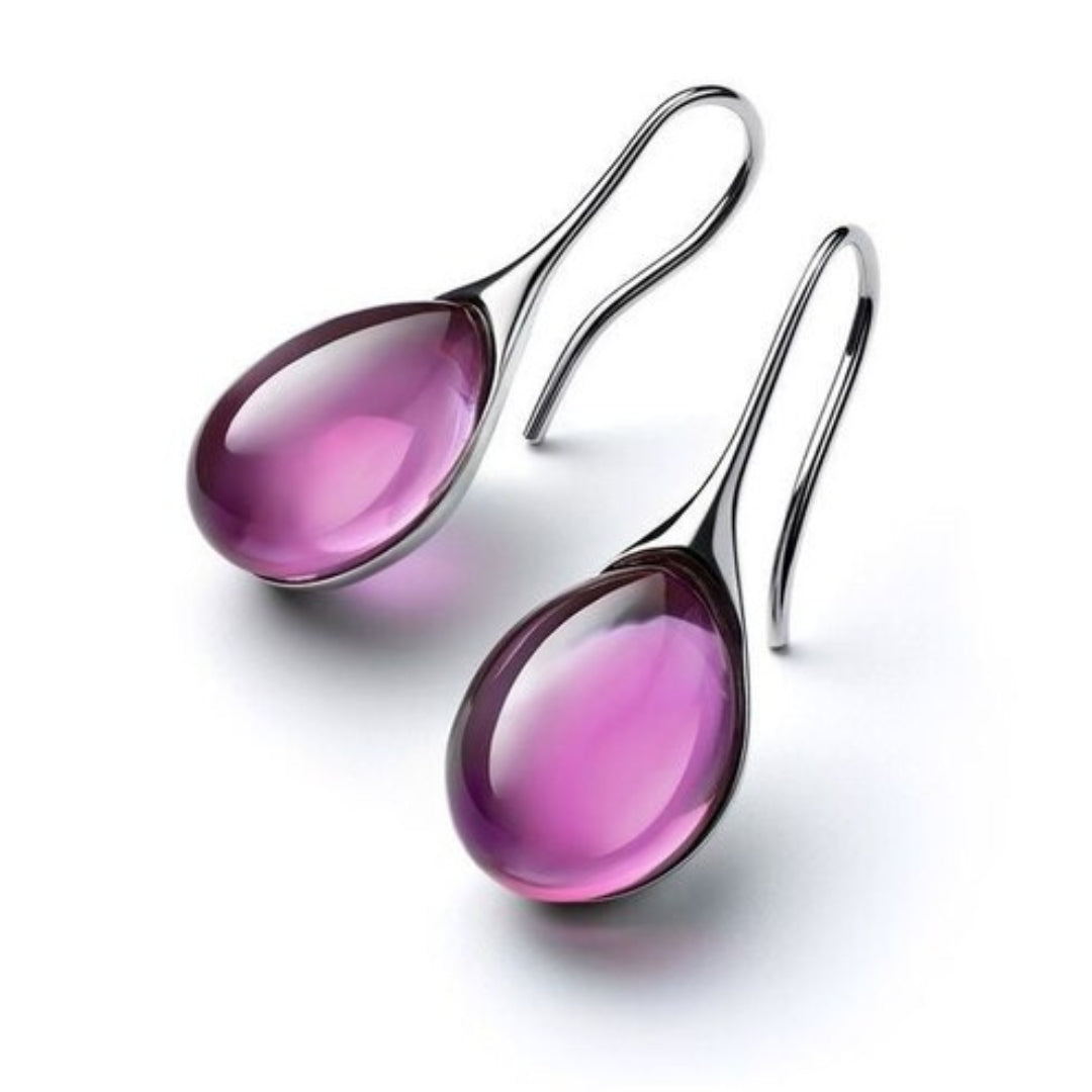Jocelyn – Teardrop Gemstone Drop Earrings for Women