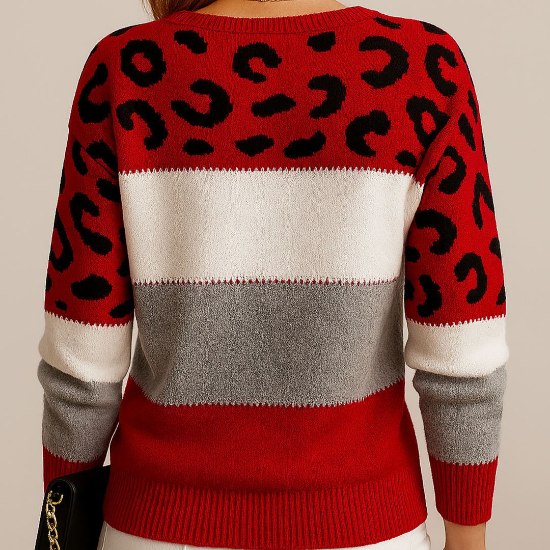 Daleyza – Colorblock Leopard Knit Sweater for Women