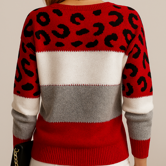 Daleyza – Colorblock Leopard Knit Sweater for Women