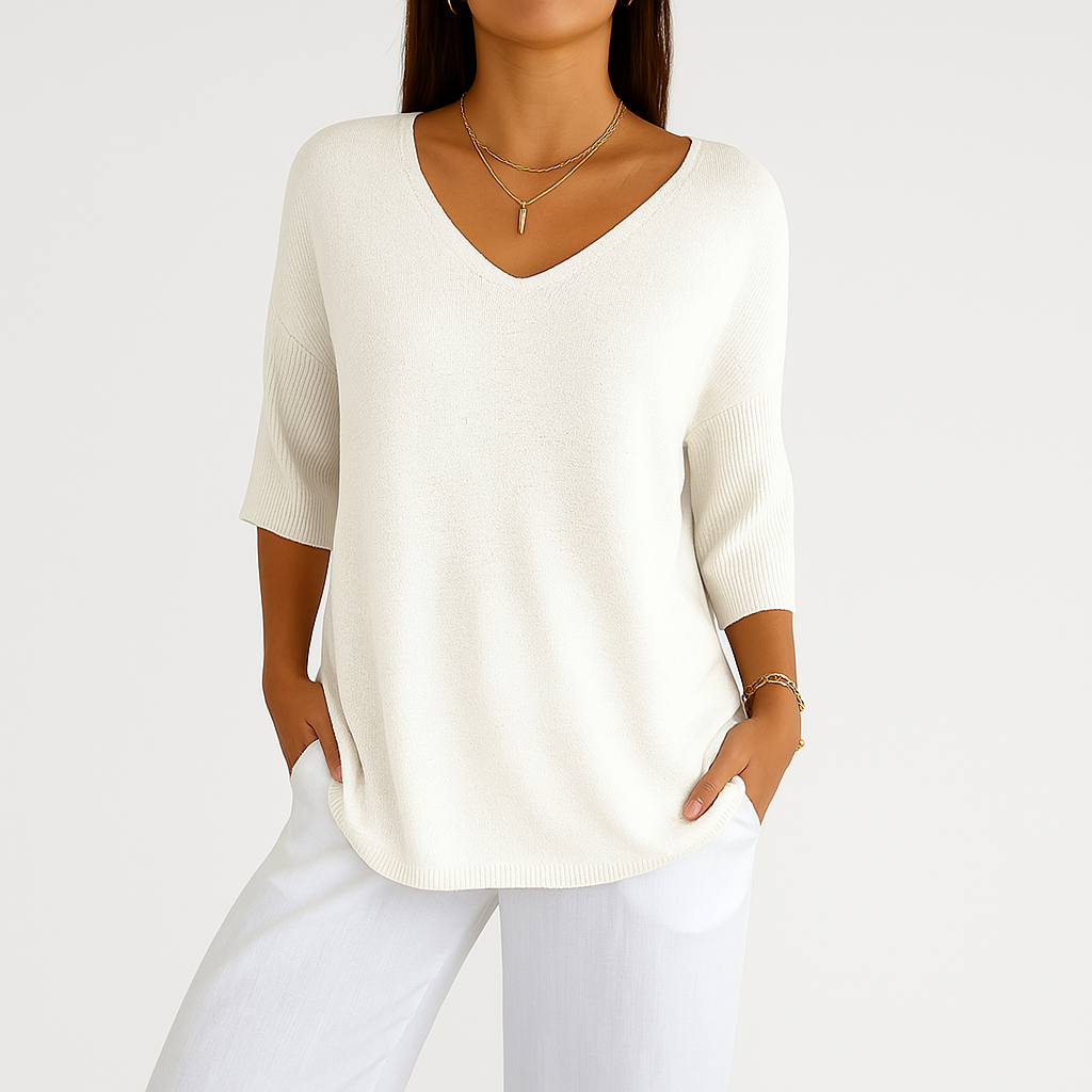 Jennifer – Casual V-Neck Knit Top