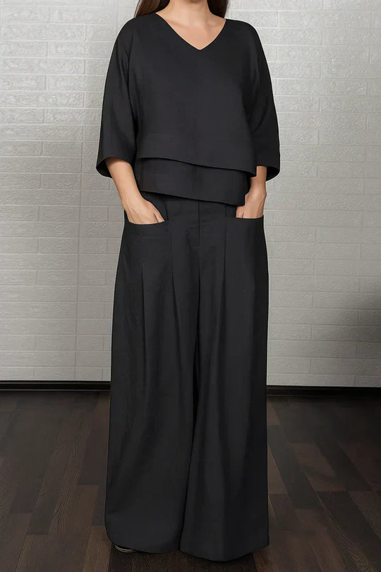 Milanie – Luxe Two-Piece Wide-Leg Lounge Set for Women