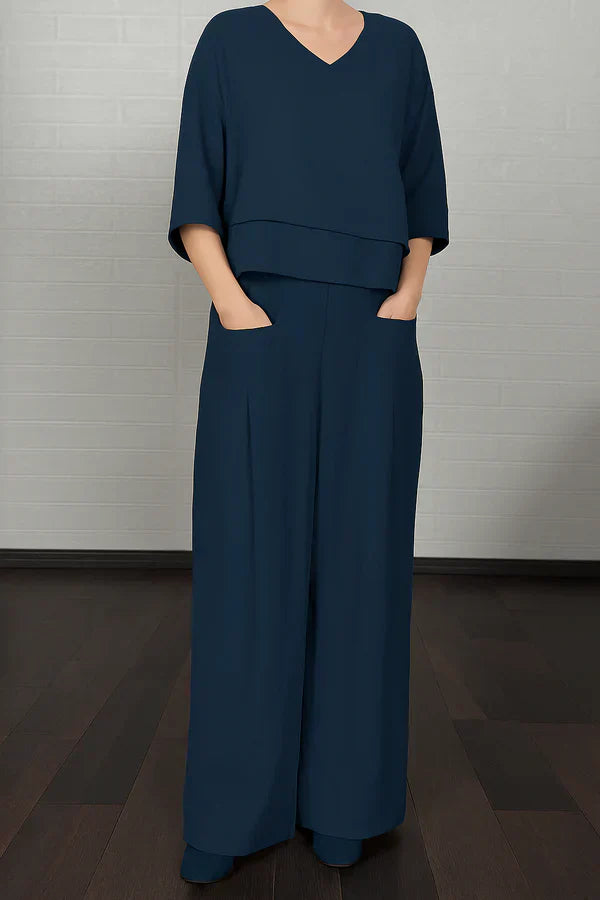 Milanie – Luxe Two-Piece Wide-Leg Lounge Set for Women
