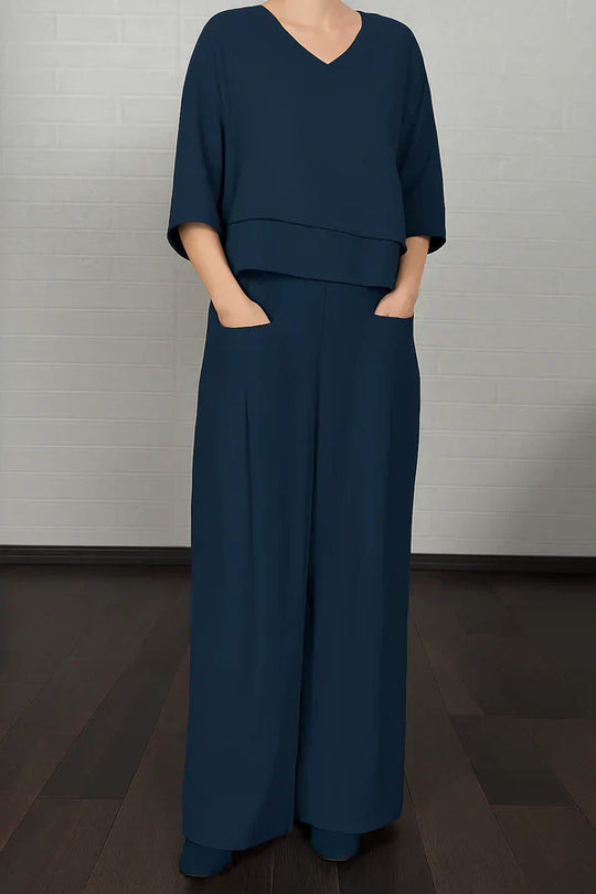 Milanie – Luxe Two-Piece Wide-Leg Lounge Set for Women