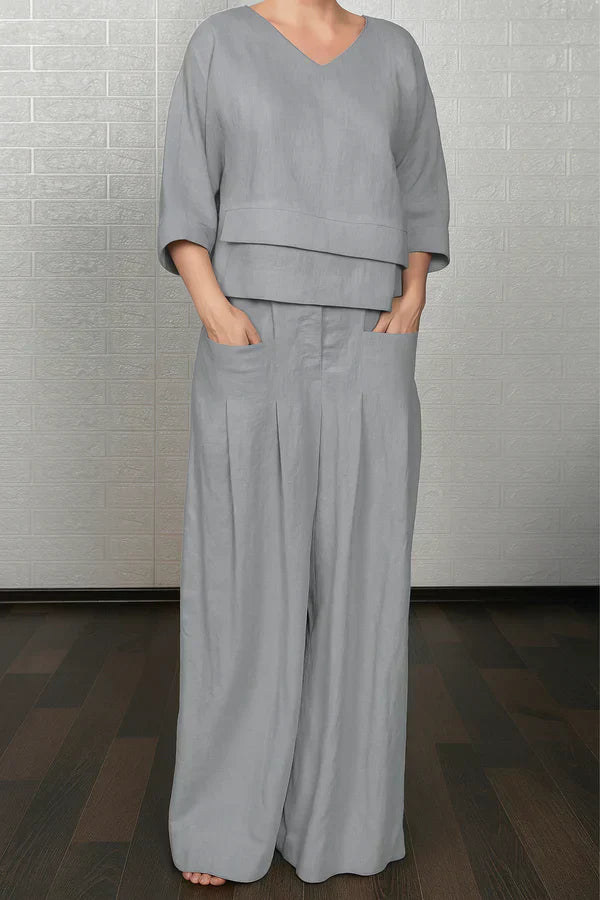 Milanie – Luxe Two-Piece Wide-Leg Lounge Set for Women