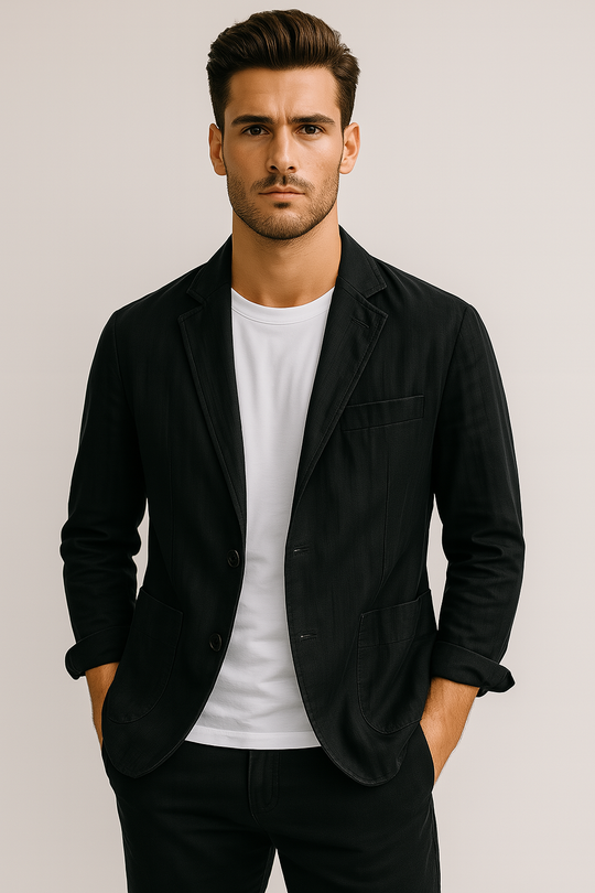 Iván - CoastLine Linen Blend Blazer Black