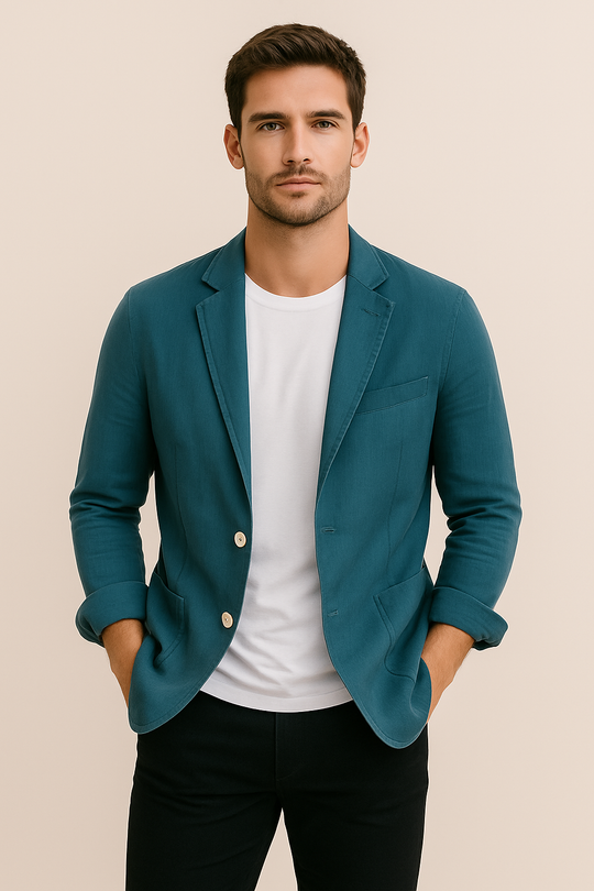 Iván - CoastLine Linen Blend Blazer Blue