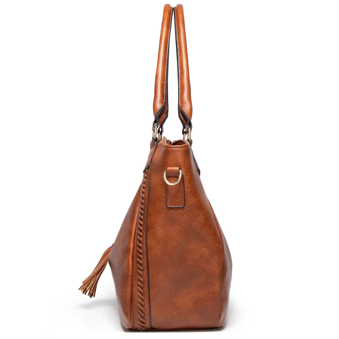 Majel – Women’s Tassel Accent Leather Tote