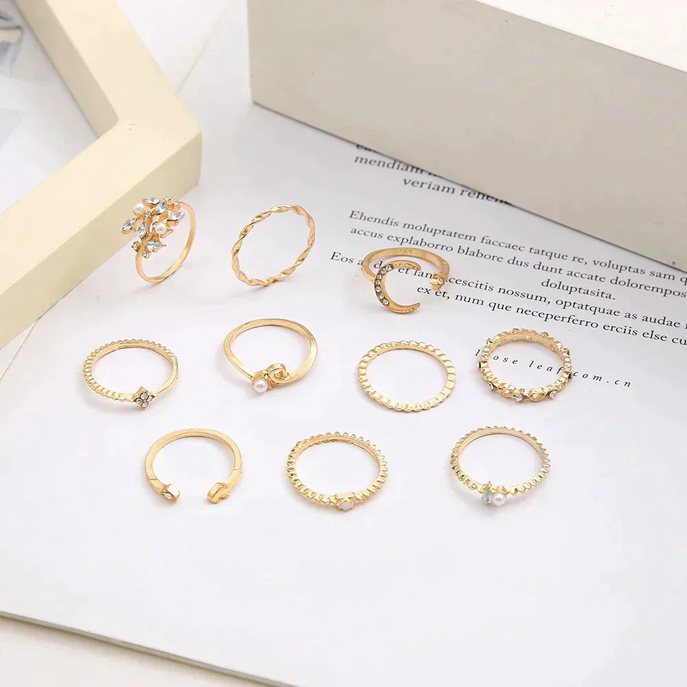 10 pairs of Bohemian silver and gold rings