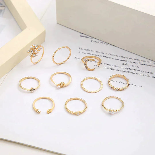 10 pairs of Bohemian silver and gold rings