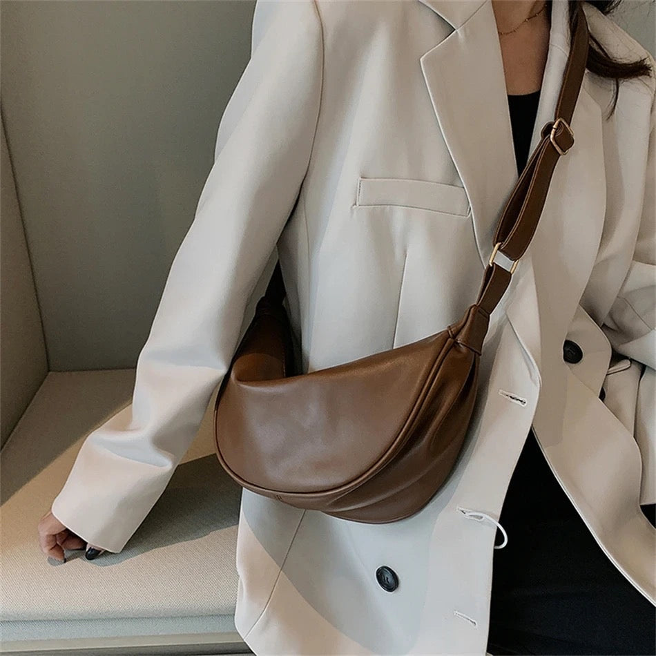 Theda – Crescent Leather Shoulder Bag for Women