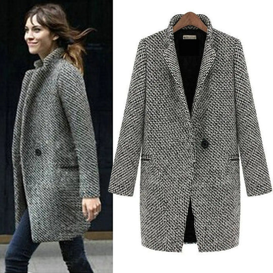 Giovanna – Houndstooth Longline Blazer Coat for Women