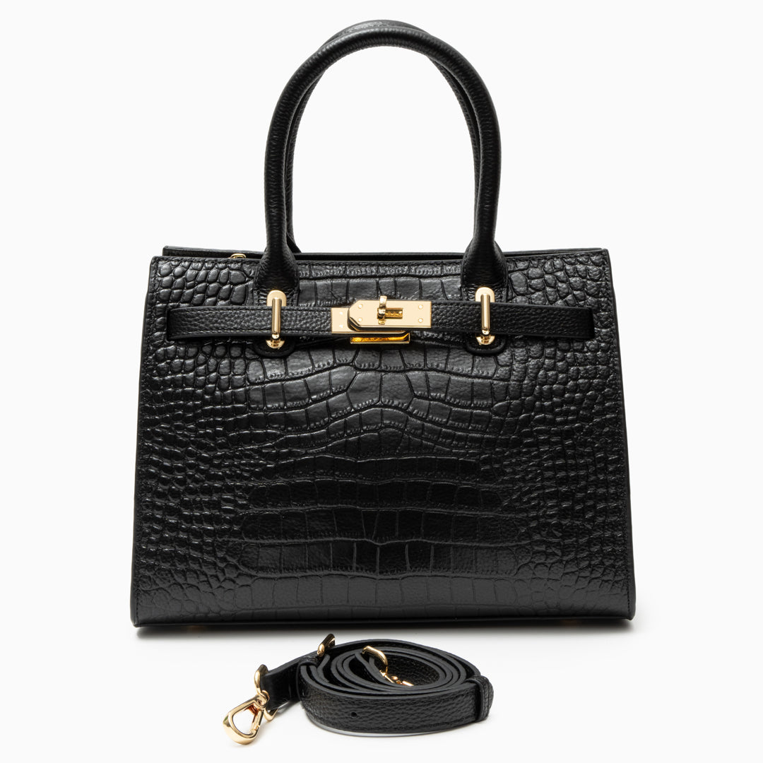 Nevaeh – Classic Crocodile-Embossed Leather Handbag for Women