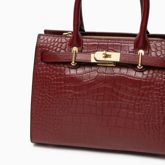 Nevaeh – Classic Crocodile-Embossed Leather Handbag for Women
