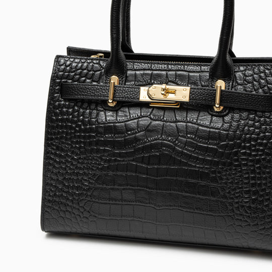 Nevaeh – Classic Crocodile-Embossed Leather Handbag for Women