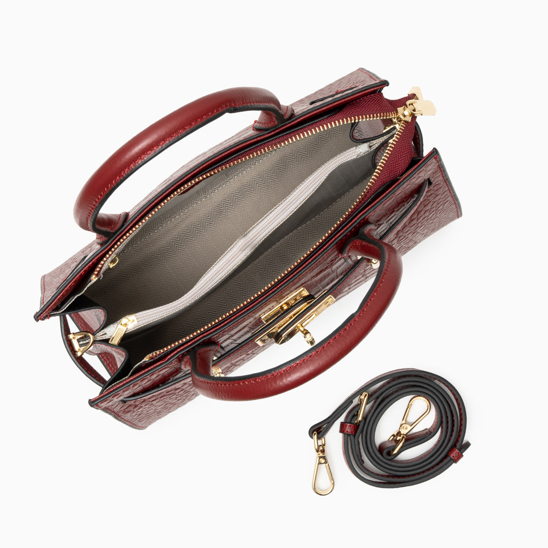 Nevaeh – Classic Crocodile-Embossed Leather Handbag for Women