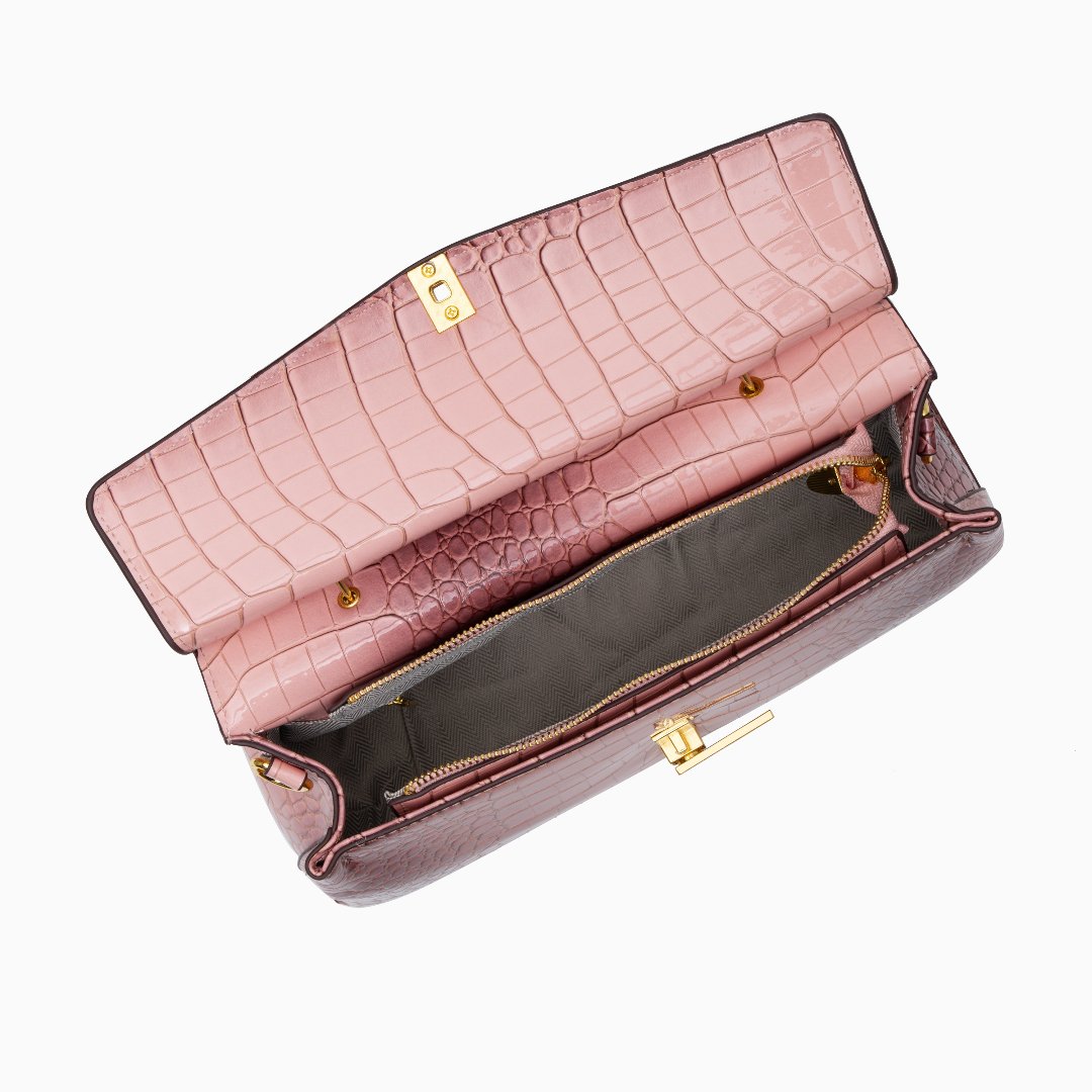 Calissandre – Elegant Crocodile-Embossed Leather Handbag for Women