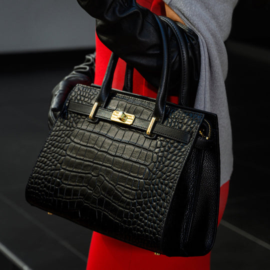 Nevaeh – Classic Crocodile-Embossed Leather Handbag for Women